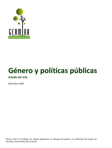 portada - género y políticas públicas, estadod del arte