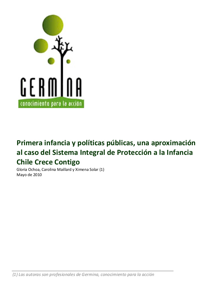 portada primera infancia políticas públicas, 2010