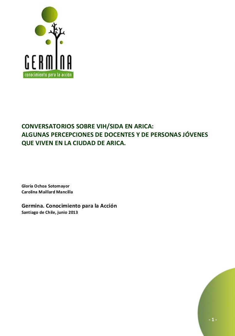 portada Conversatorios sexualidad_género VIHSIDA docentes jóvenes arica 2013 Germina Unesco